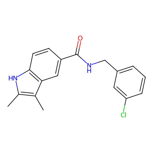 N-(3-chlorobenzyl)-2,3-dimethyl-1H-indole-5-carboxamide structure