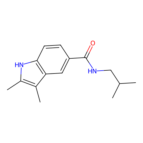 2,3-dimethyl-N-(2-methylpropyl)-1H-indole-5-carboxamide structure