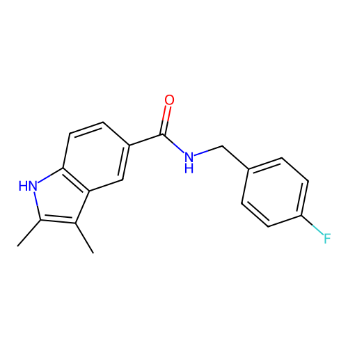 N-(4-fluorobenzyl)-2,3-dimethyl-1H-indole-5-carboxamide structure