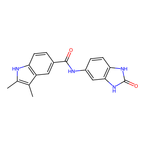 2,3-dimethyl-N-(2-oxo-2,3-dihydro-1H-benzimidazol-5-yl)-1H-indole-5-carboxamide structure