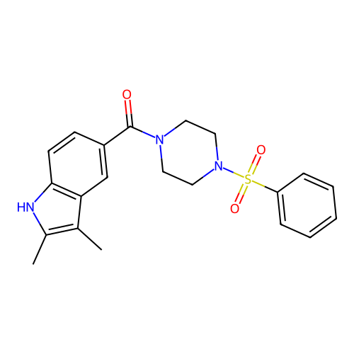 5-[4-(benzenesulfonyl)piperazine-1-carbonyl]-2,3-dimethyl-1H-indole structure