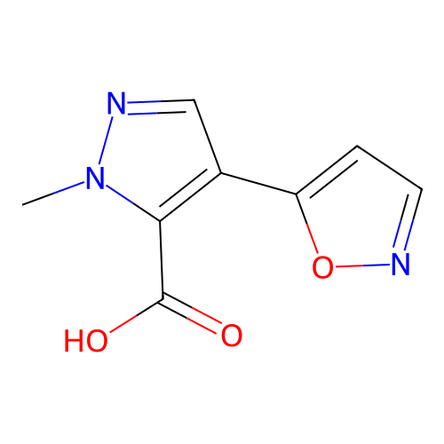 1-methyl-4-(1,2-oxazol-5-yl)-1H-pyrazole-5-carboxylic acid structure