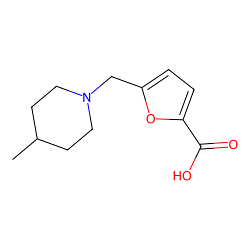 5-[(4-Methylpiperidin-1-yl)methyl]furan-2-carboxylic acid structure
