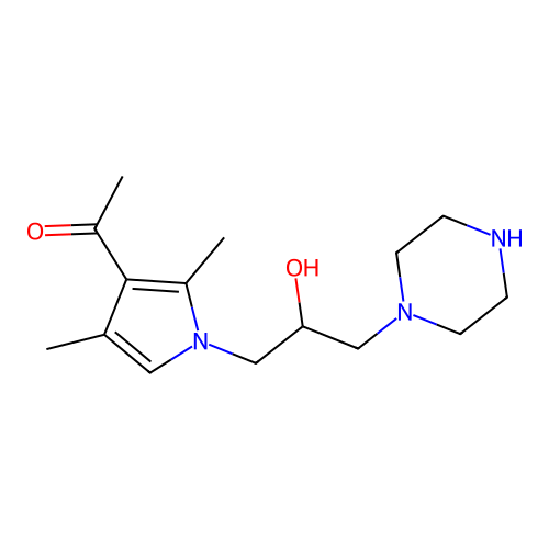 1-[1-(2-Hydroxy-3-piperazin-1-yl-propyl)-2,4-dimethyl-1H-pyrrol-3-yl]-ethanone structure