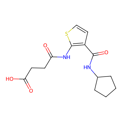 4-{[3-(Cyclopentylcarbamoyl)thiophen-2-yl]amino}-4-oxobutanoic acid structure