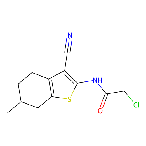 2-chloro-N-(3-cyano-6-methyl-4,5,6,7-tetrahydro-1-benzothien-2-yl)acetamide structure