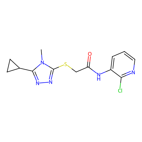 N-(2-chloropyridin-3-yl)-2-[(5-cyclopropyl-4-methyl-1,2,4-triazol-3-yl)sulfanyl]acetamide structure