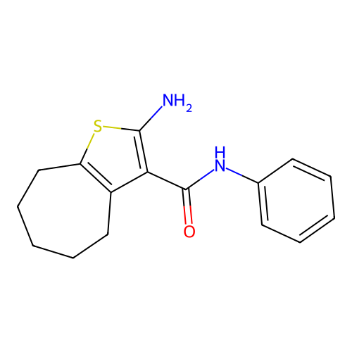 2-amino-N-phenyl-5,6,7,8-tetrahydro-4H-cyclohepta[b]thiophene-3-carboxamide structure