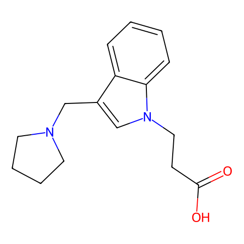 3-(3-Pyrrolidin-1-ylmethyl-indol-1-yl)-propionic acid structure
