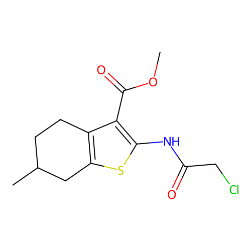 methyl 2-[(chloroacetyl)amino]-6-methyl-4,5,6,7-tetrahydro-1-benzothiophene-3-carboxylate structure