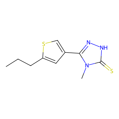 4-methyl-5-(5-propylthien-3-yl)-4H-1,2,4-triazole-3-thiol structure