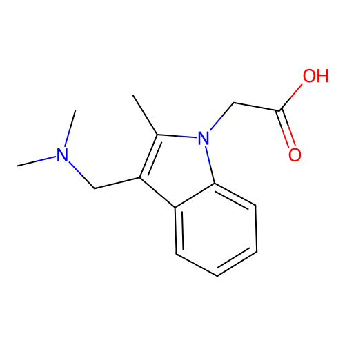 (3-Dimethylaminomethyl-2-methyl-indol-1-yl)-acetic acid structure