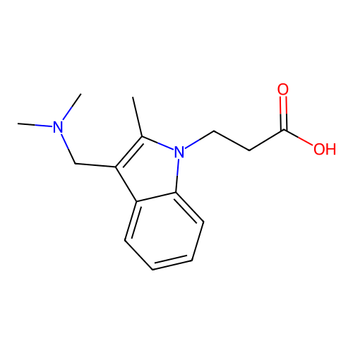 3-(3-Dimethylaminomethyl-2-methyl-indol-1-yl)-propionic acid structure