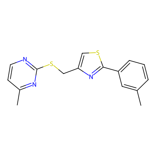 2-(3-Methylphenyl)-4-[(4-methylpyrimidin-2-yl)sulfanylmethyl]-1,3-thiazole structure