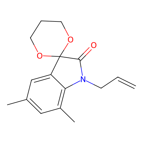 5',7'-Dimethyl-1'-prop-2-enylspiro[1,3-dioxane-2,3'-indole]-2'-one structure