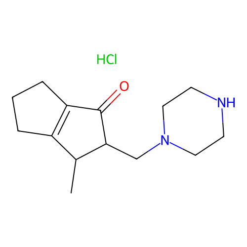 3-Methyl-2-(1-piperazinylmethyl)-3,4,5,6-tetrahydro-1(2H)-pentalenone hydrochloride structure