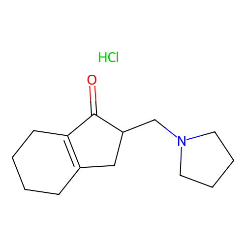 1-Indanone, 4,5,6,7-tetrahydro-2-(1-pyrrolidinylmethyl)-, hydrochloride structure