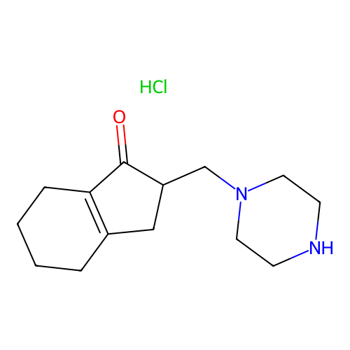 1-Indanone, 4,5,6,7-tetrahydro-2-(1-piperazinylmethyl)-, hydrochloride structure