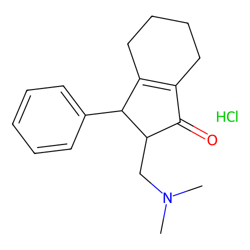 2-((Dimethylamino)methyl)-3-phenyl-4,5,6,7-tetrahydro-1-indanone hydrochloride structure