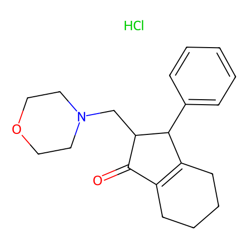 1-Indanone, 4,5,6,7-tetrahydro-2-(morpholinomethyl)-3-phenyl-, hydrochloride structure