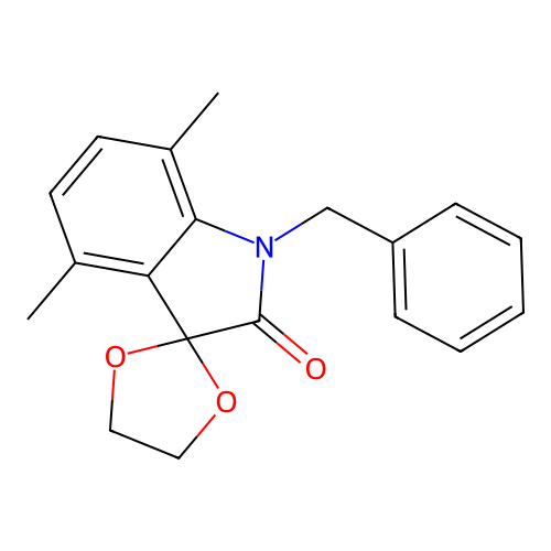 1'-benzyl-4',7'-dimethylspiro[1,3-dioxolane-2,3'-indol]-2'(1'H)-one structure