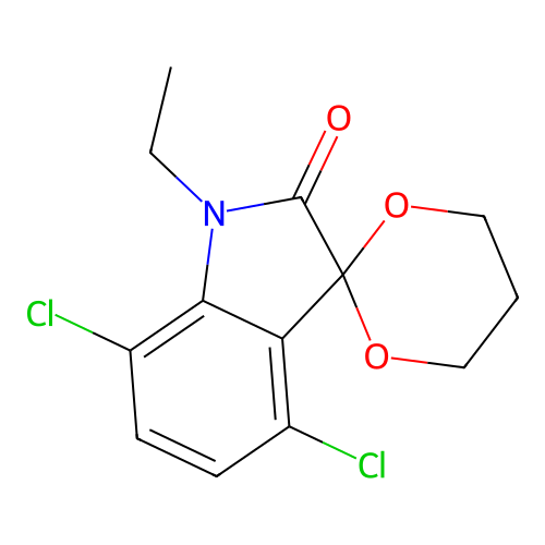 4',7'-Dichloro-1'-ethylspiro[1,3-dioxane-2,3'-indole]-2'-one structure