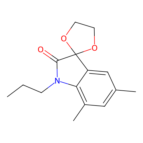 5',7'-dimethyl-1'-propylspiro[1,3-dioxolane-2,3'-indol]-2'(1'H)-one structure