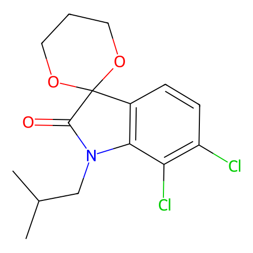 6',7'-dichloro-1'-(2-methylpropyl)spiro[1,3-dioxane-2,3'-indol]-2'(1'H)-one structure
