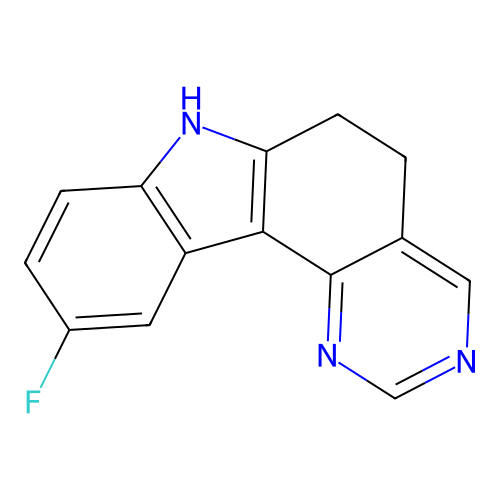 10-fluoro-6,7-dihydro-5H-pyrimido[5,4-c]carbazole structure