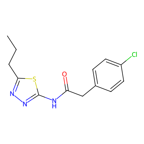 2-(4-chlorophenyl)-N-(5-propyl-1,3,4-thiadiazol-2-yl)acetamide structure