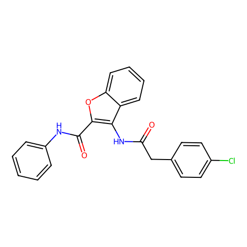 3-(2-(4-chlorophenyl)acetamido)-N-phenylbenzofuran-2-carboxamide structure