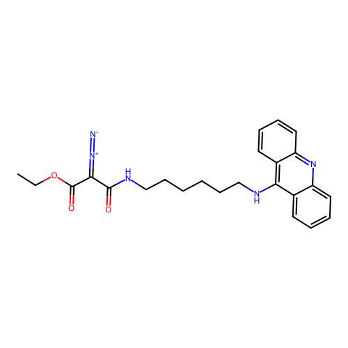 Ethyl 3-((6-(9-acridinylamino)hexyl)amino)-2-diazo-3-oxopropanoate structure