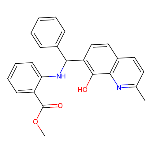 Methyl 2-{[(8-hydroxy-2-methylquinolin-7-yl)(phenyl)methyl]amino}benzoate structure