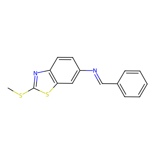 2-(methylthio)-N-[(E)-phenylmethylidene]-1,3-benzothiazol-6-amine structure