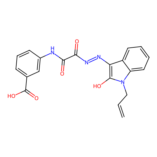 3-(2-(2-(1-Allyl-2-oxoindolin-3-ylidene)hydrazineyl)-2-oxoacetamido)benzoic acid structure