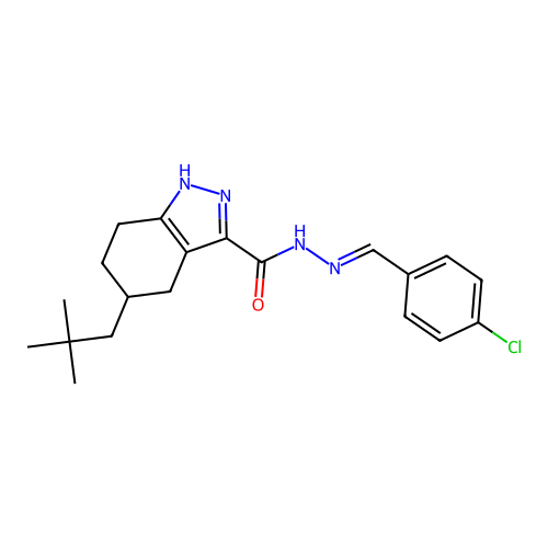 5-(2,2-Dimethylpropyl)-4,5,6,7-tetrahydro-1H-indazole-3-carboxylic acid 2-[(4-chlorophenyl)methylene]hydrazide structure