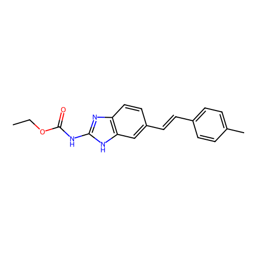 Ethyl (5-(4-methylstyryl)-1H-benzo[d]imidazol-2-yl)carbamate structure