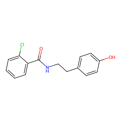 2-chloro-N-[2-(4-hydroxyphenyl)ethyl]benzamide structure