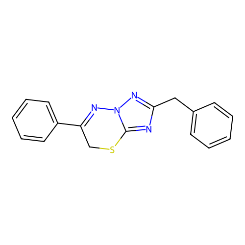 2-benzyl-6-phenyl-7H-[1,2,4]triazolo[5,1-b][1,3,4]thiadiazine structure