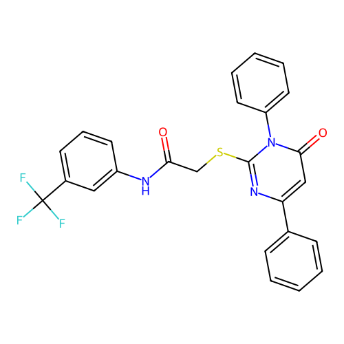 2-((6-Oxo-1,4-diphenyl-1,6-dihydropyrimidin-2-yl)thio)-N-(3-(trifluoromethyl)phenyl)acetamide structure