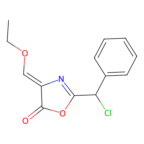 2-[Chloro(phenyl)methyl]-4-(ethoxymethylidene)-1,3-oxazol-5-one structure