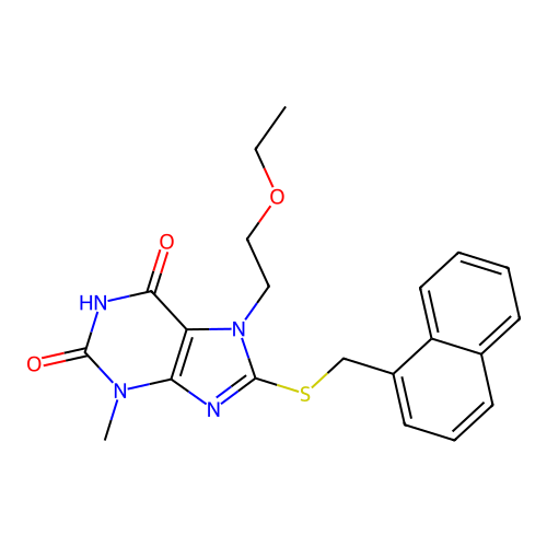 7-(2-Ethoxyethyl)-3-methyl-8-(naphthalen-1-ylmethylsulfanyl)purine-2,6-dione structure
