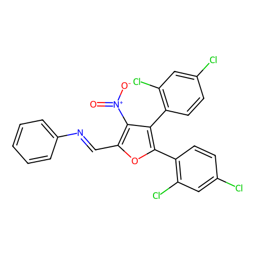 N-((4,5-Bis(2,4-dichlorophenyl)-3-nitro-2-furyl)methylene)aniline structure