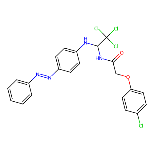 2-(4-chlorophenoxy)-N-[2,2,2-trichloro-1-({4-[(E)-phenyldiazenyl]phenyl}amino)ethyl]acetamide structure