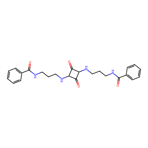 2,4-Bis(3-benzamidopropylamino)-3-oxo-1-cyclobutenylium-1-olate structure