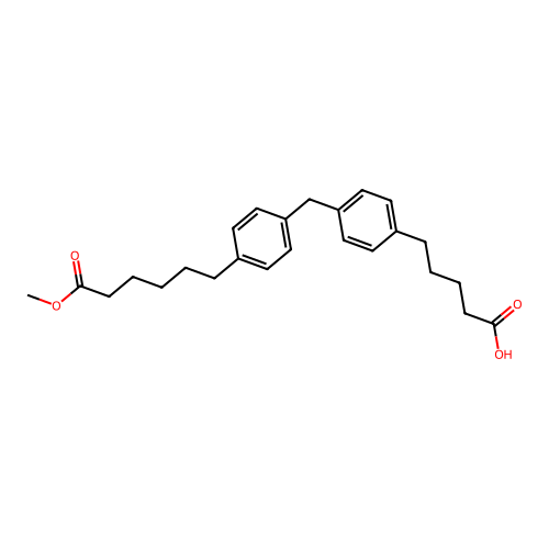6-(4-(4-(4-Carboxy-butyl)-benzyl)-phenyl)-hexanoic acid methyl ester structure