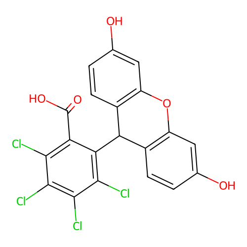 2,3,4,5-tetrachloro-6-(3,6-dihydroxy-9H-xanthen-9-yl)benzoic acid structure