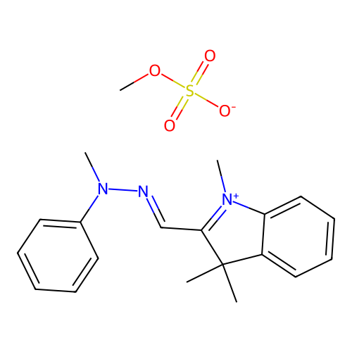 3H-Indolium, 1,3,3-trimethyl-2-((methylphenylhydrazono)methyl)-, methyl sulfate structure