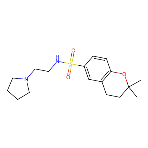 2,2-Dimethyl-N-(2-(pyrrolidin-1-yl)ethyl)chroman-6-sulfonamide structure