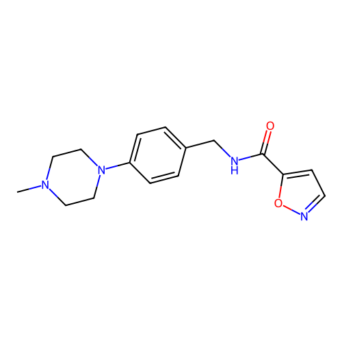 N-((4-(4-methylpiperazin-1-yl)phenyl)methyl)-1,2-oxazole-5-carboxamide structure